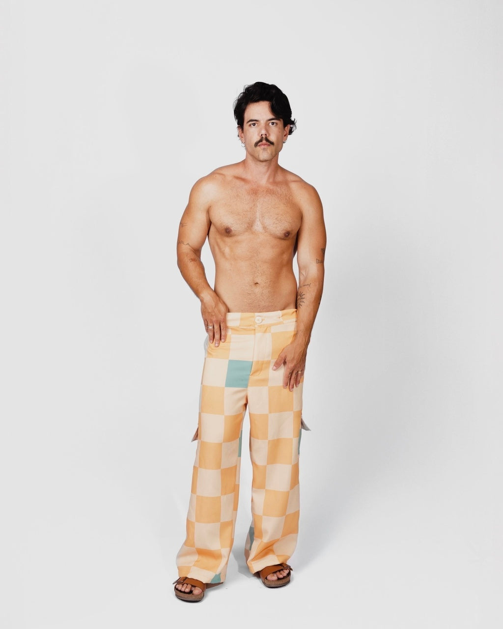 Calça Cargo Xadrez Amarela