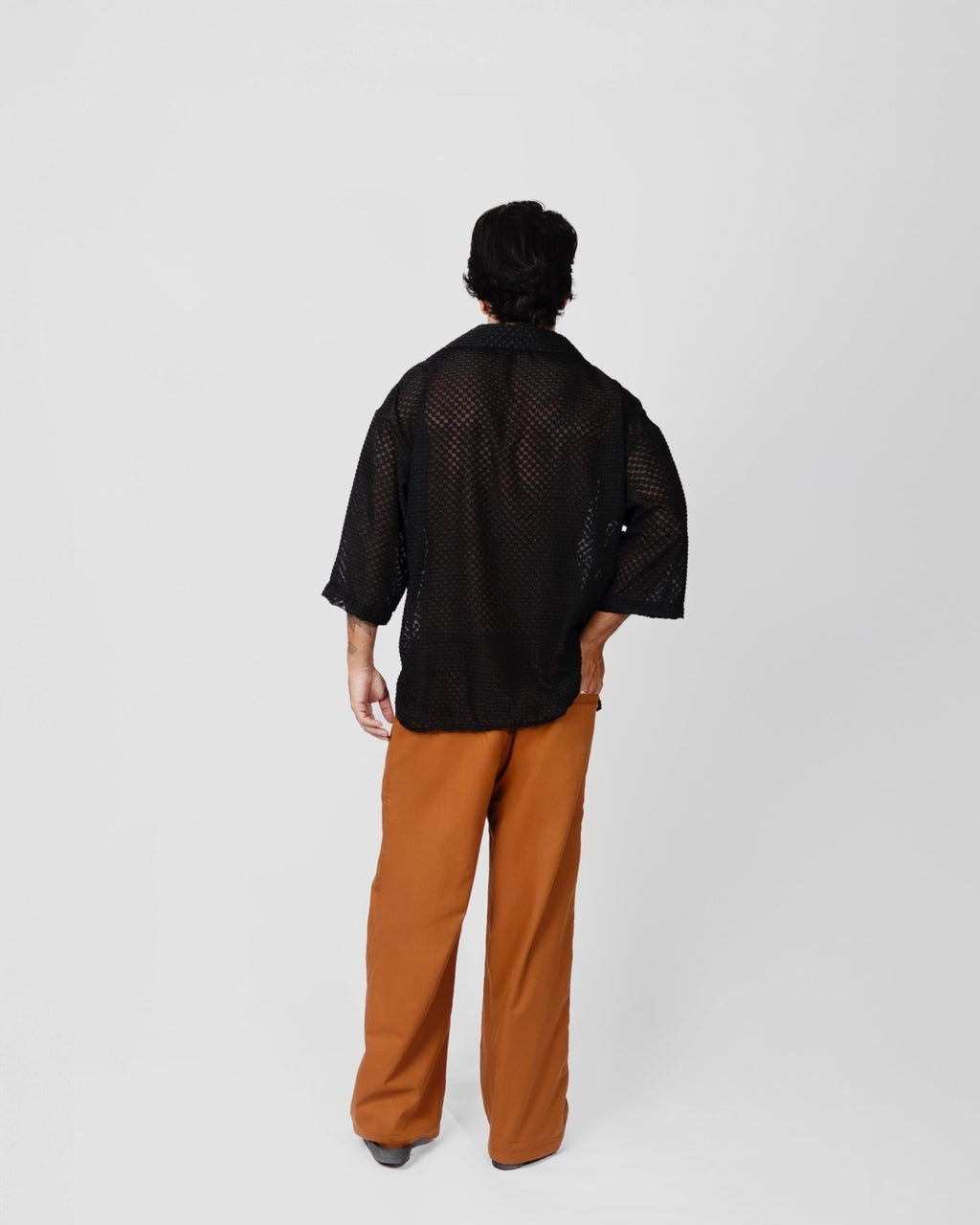 Camisa Ampla Textura Preta