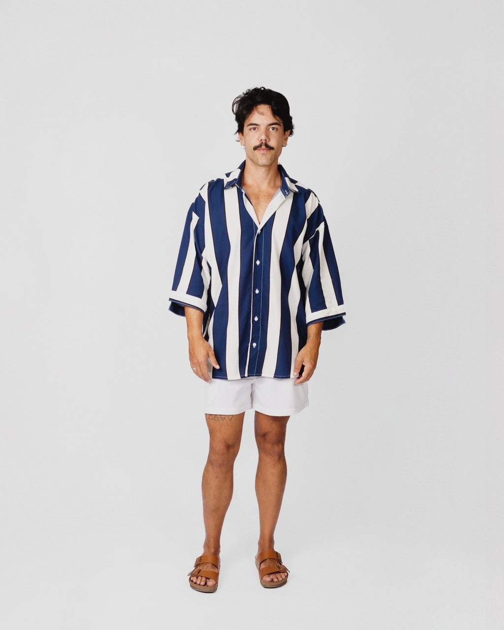 Camisa Listras Oversized Azul