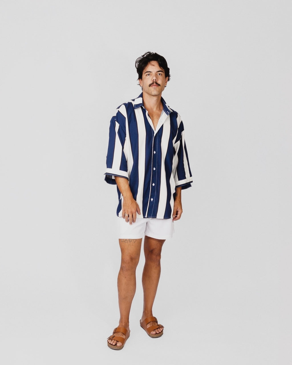 Camisa Listras Oversized Azul