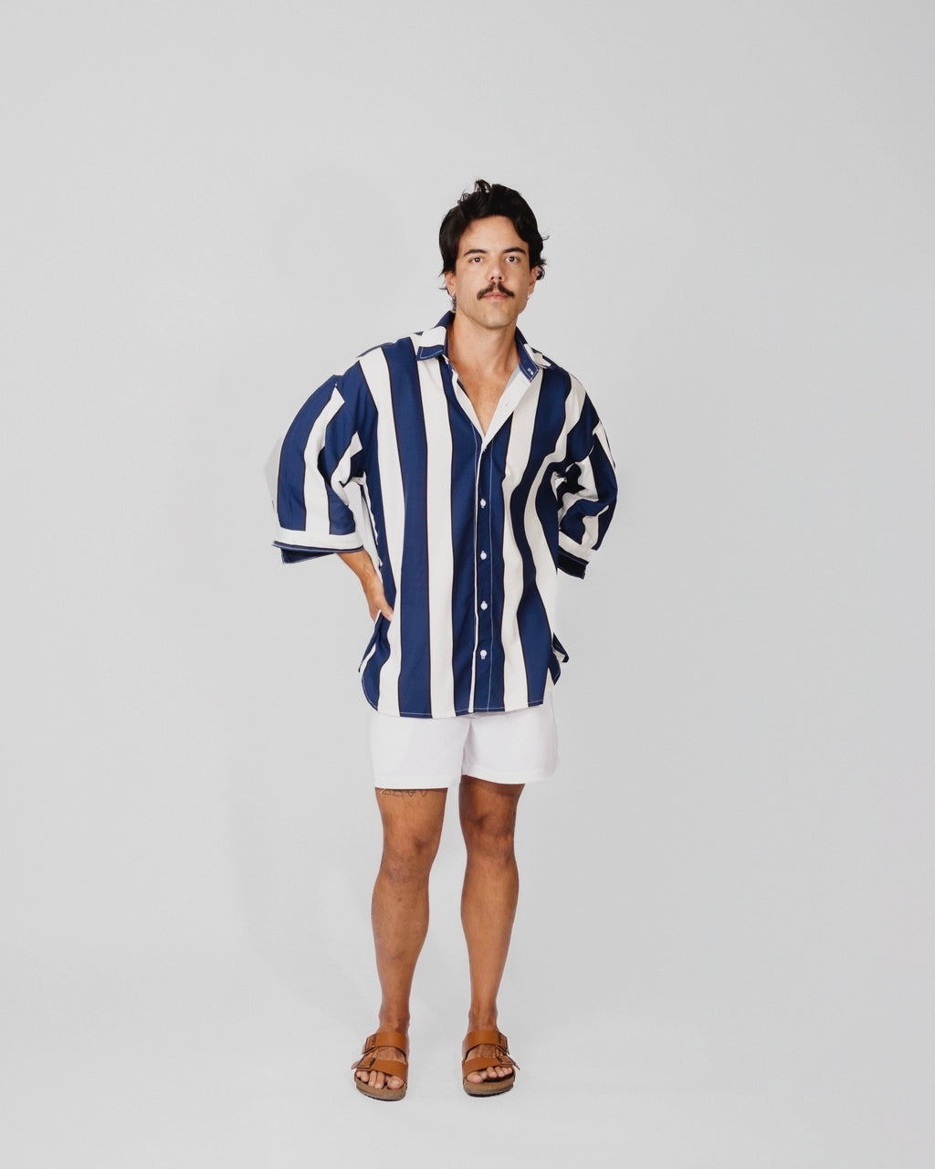 Camisa Listras Oversized Azul