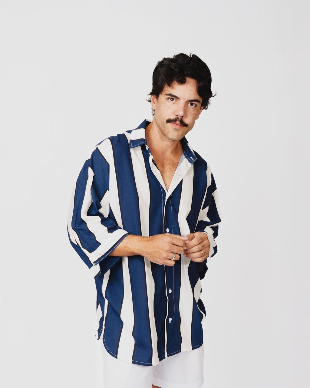 Camisa Listras Oversized Azul