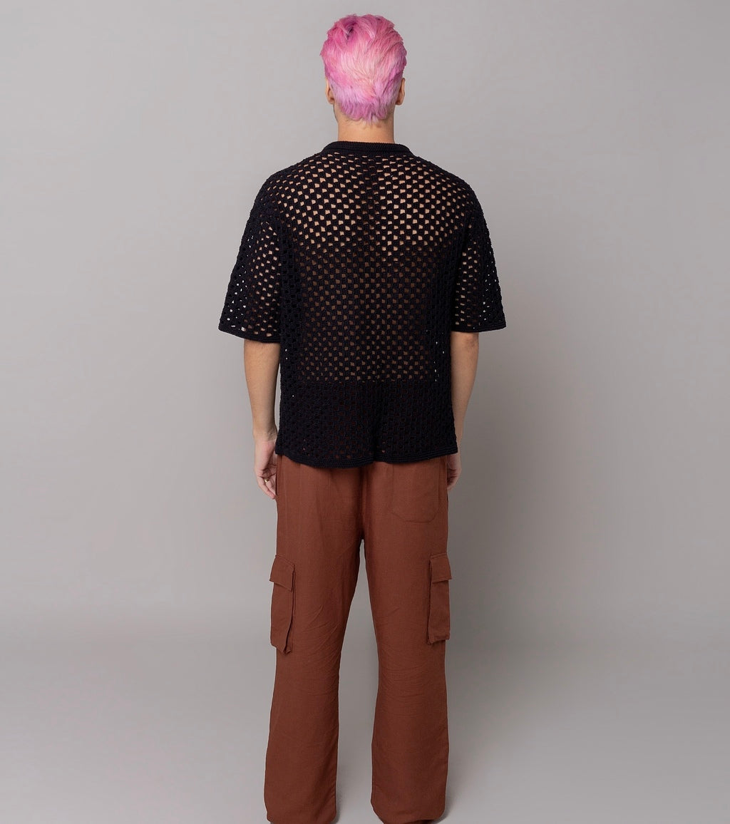 Camisa crochê Preta