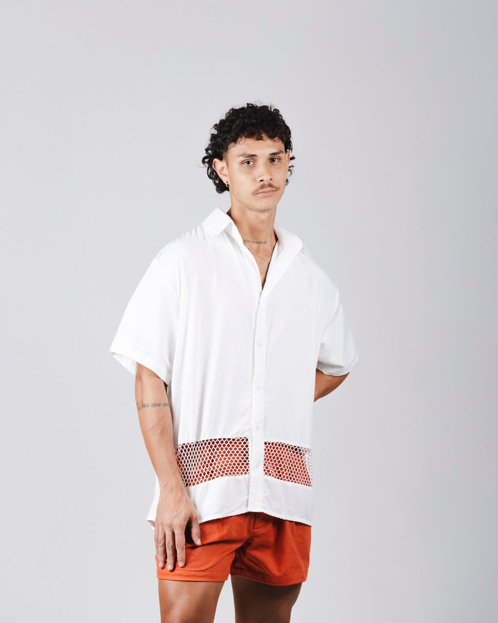 Camisa Linho Rede Off White