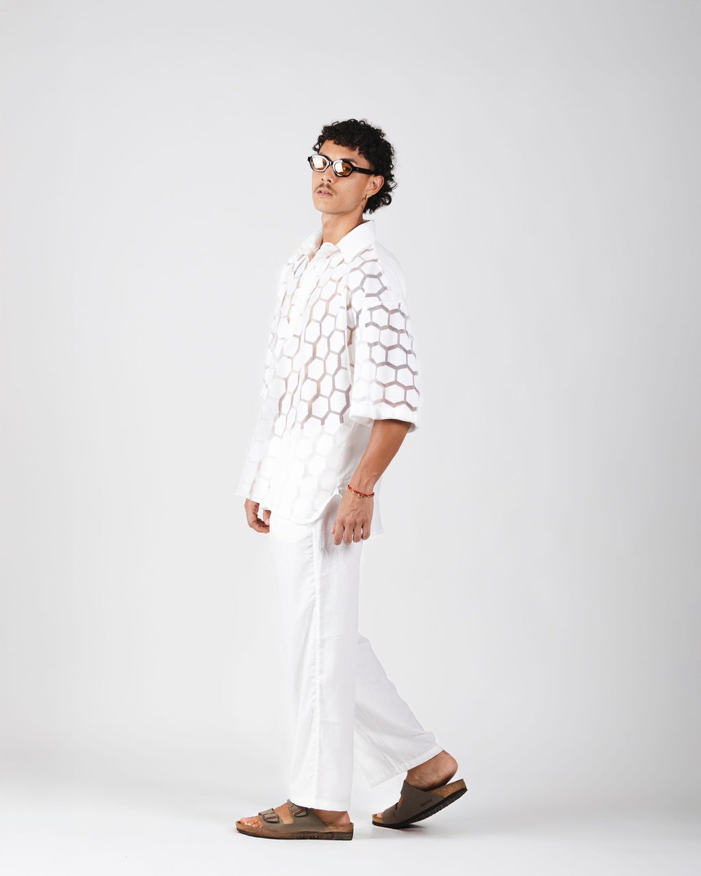Camisa Ampla Geométrica Off White