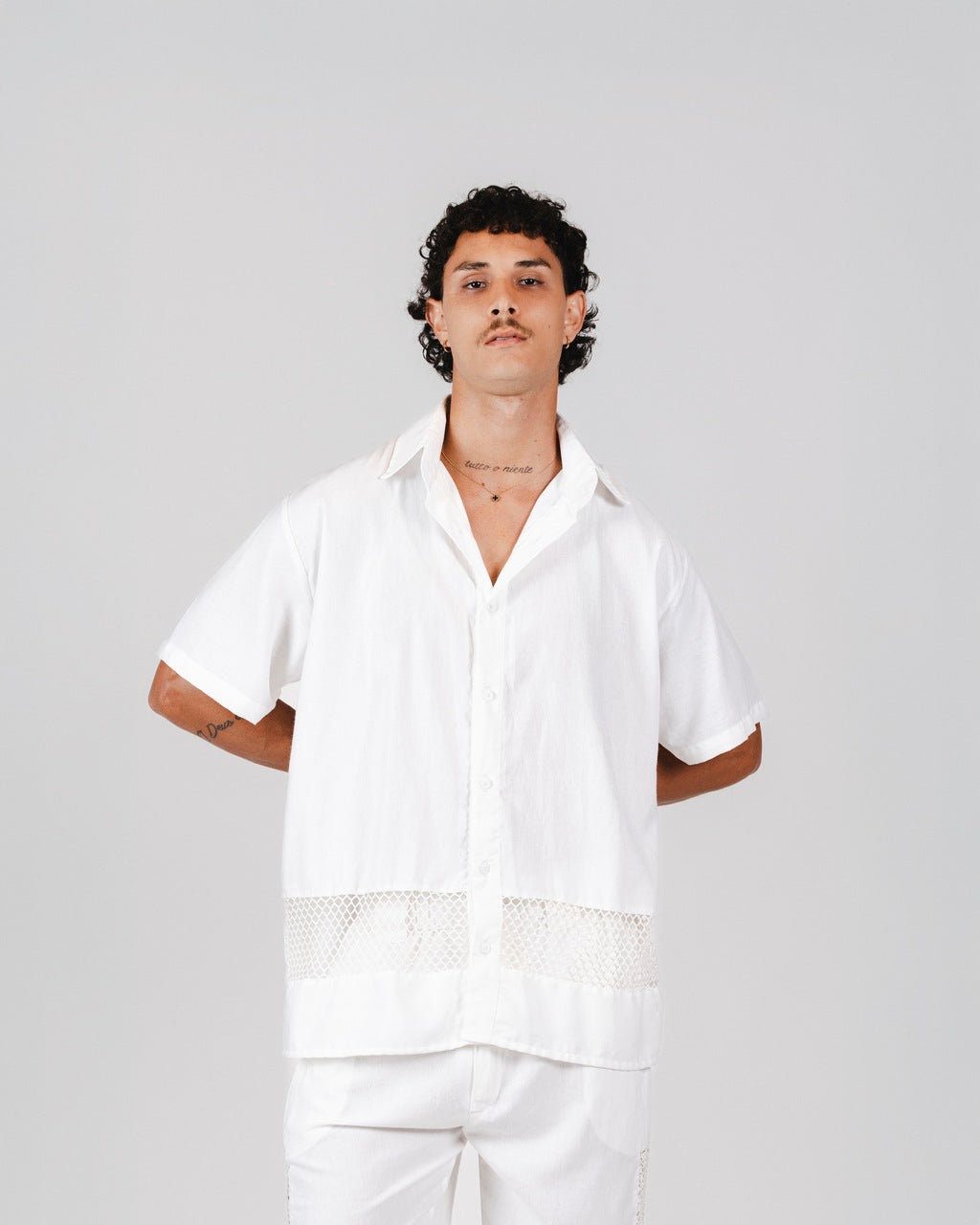 Camisa Linho Rede Off White