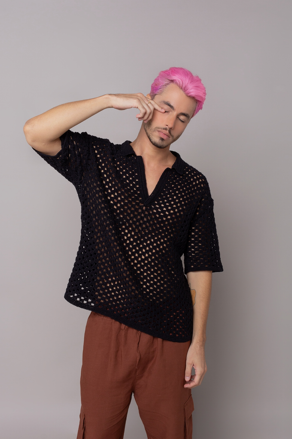 Camisa crochê Preta