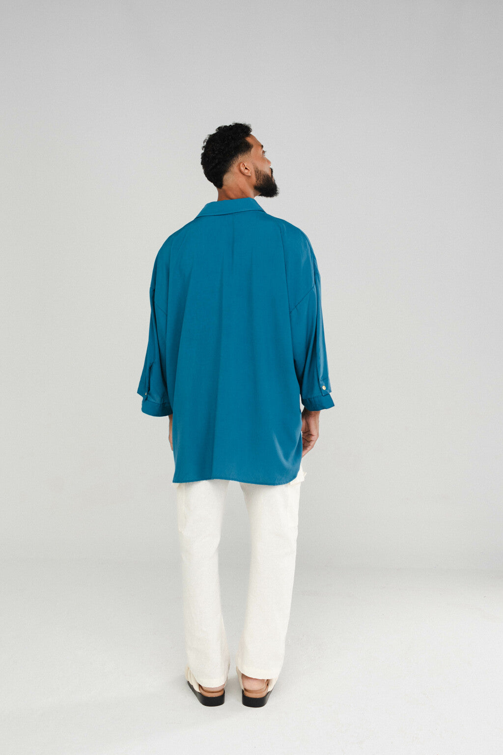 Camisa Oversized Viscose Azul Petróleo