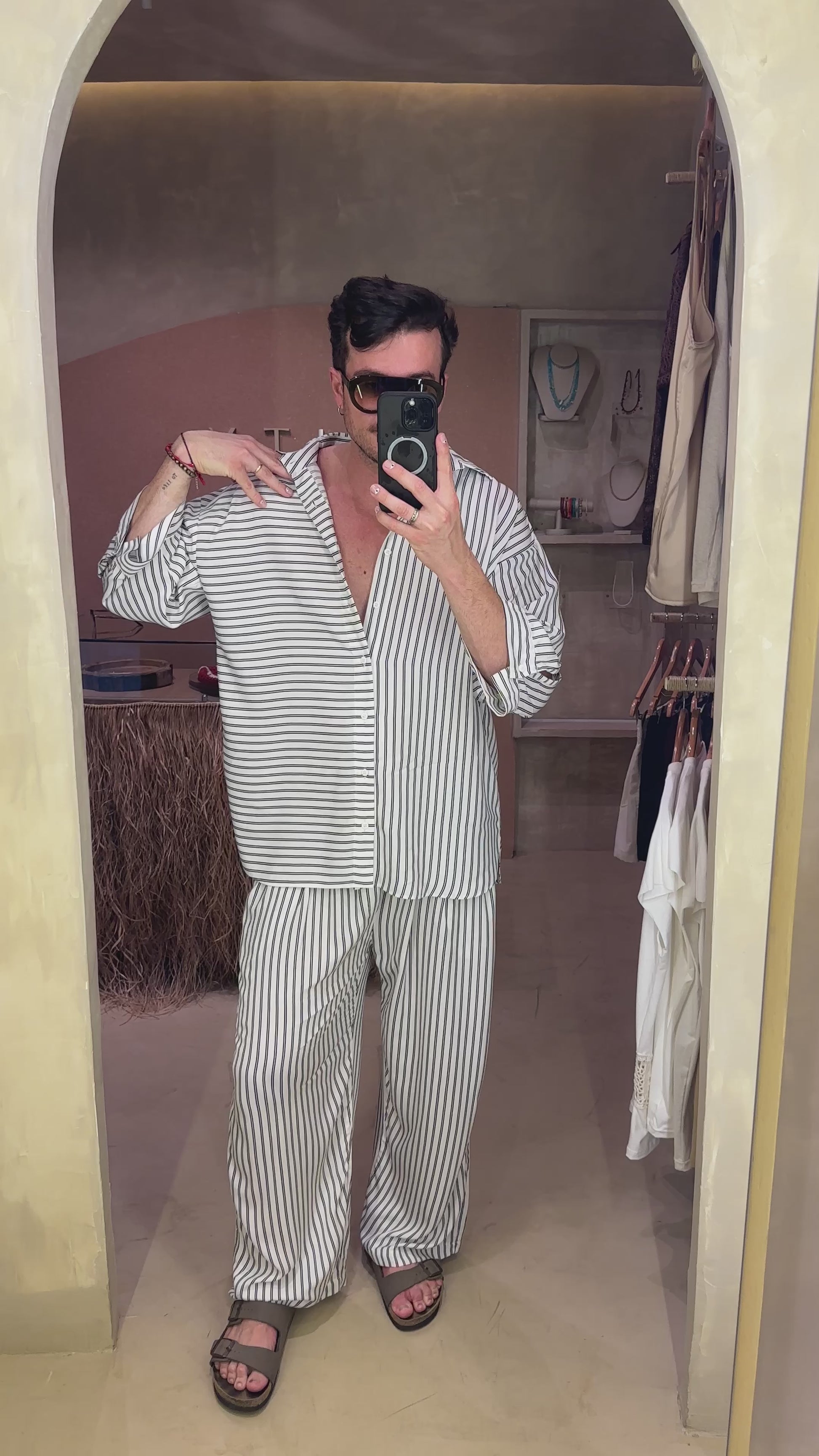 Camisa Oversized de Listras Branca