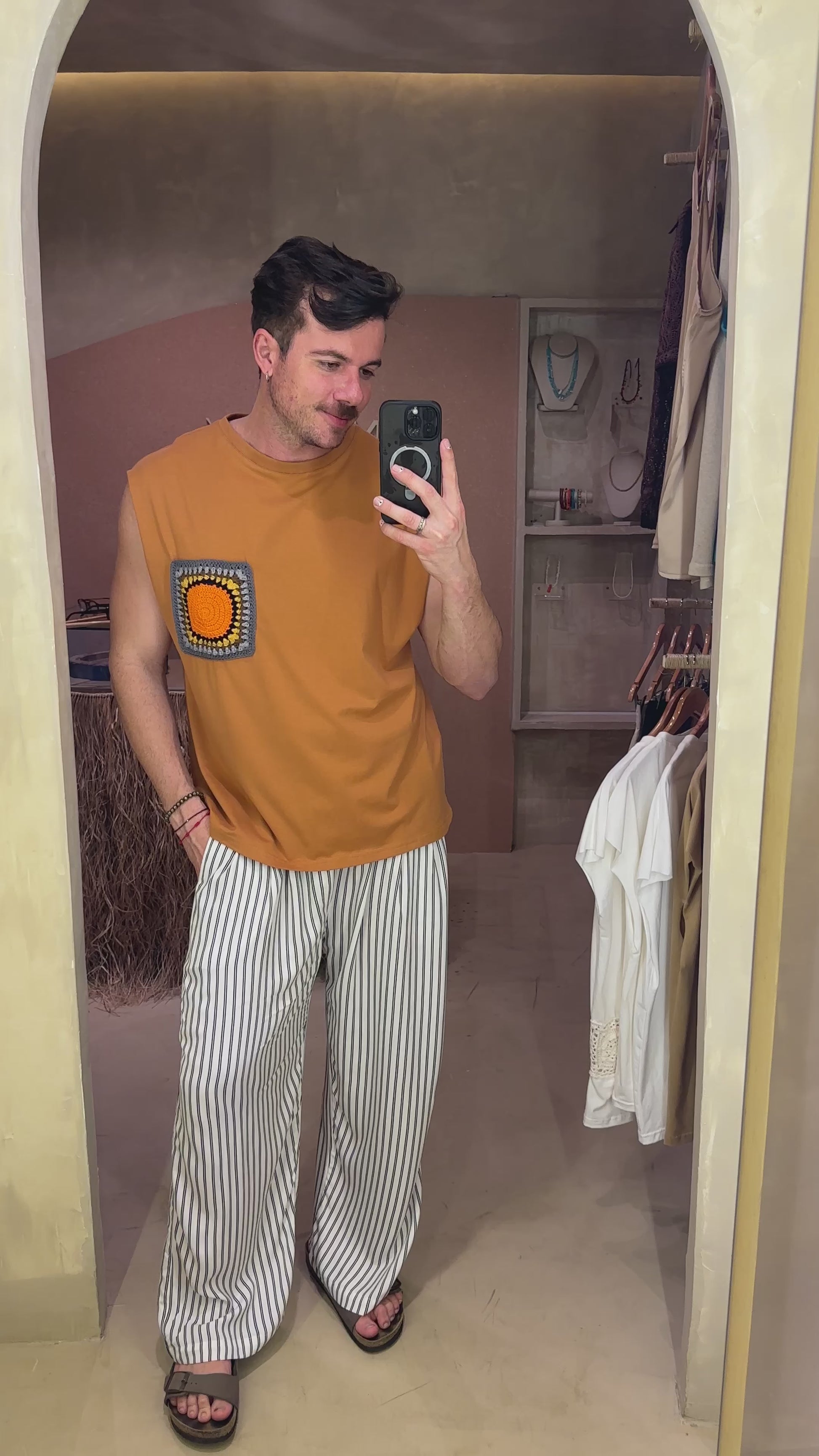 Regata Bolso Crochê Terracotaㅤ ㅤㅤㅤㅤㅤㅤㅤㅤㅤㅤㅤ