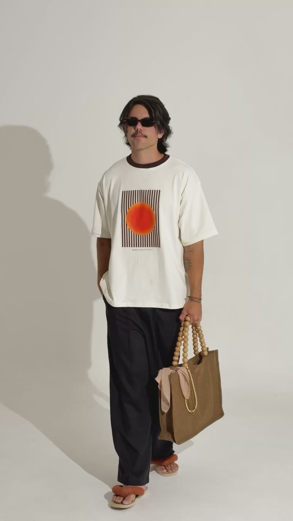 Calça Linho Reta Nervuras Preta