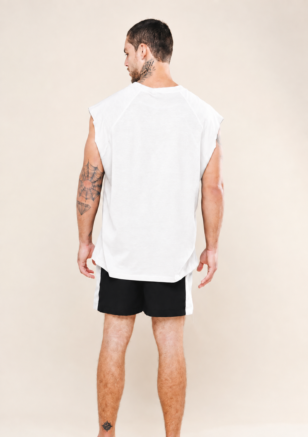 Regata Over Algodao Bolso Croche NITX Off White vista de costas