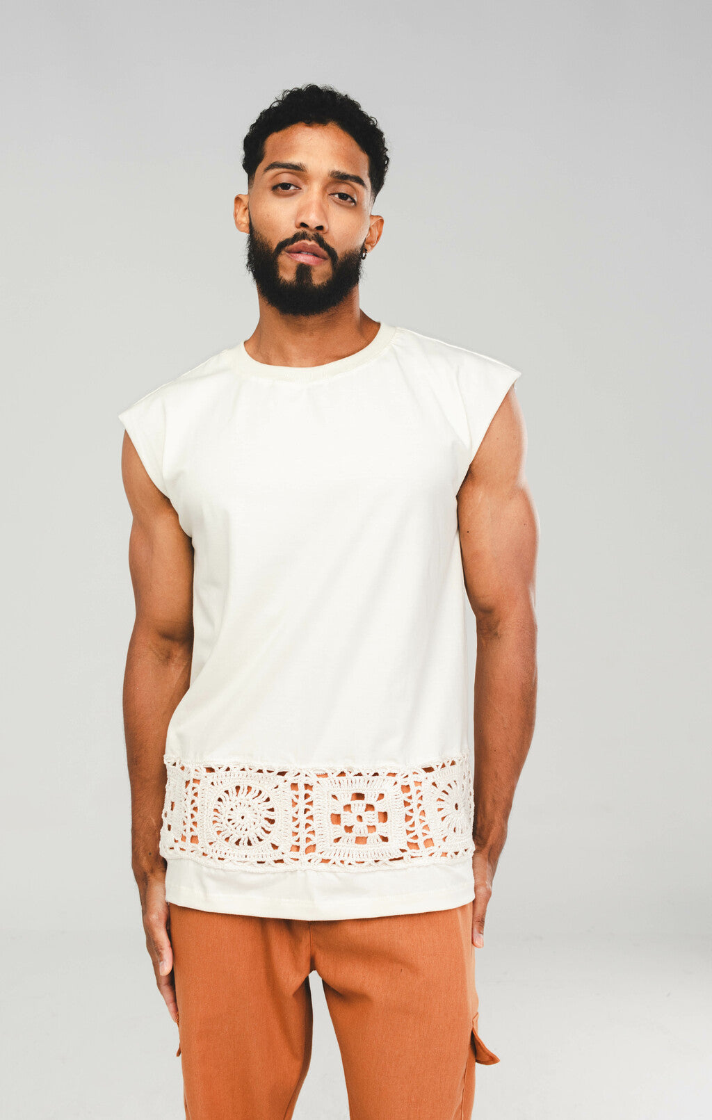 Regata Tela Crochê Off White