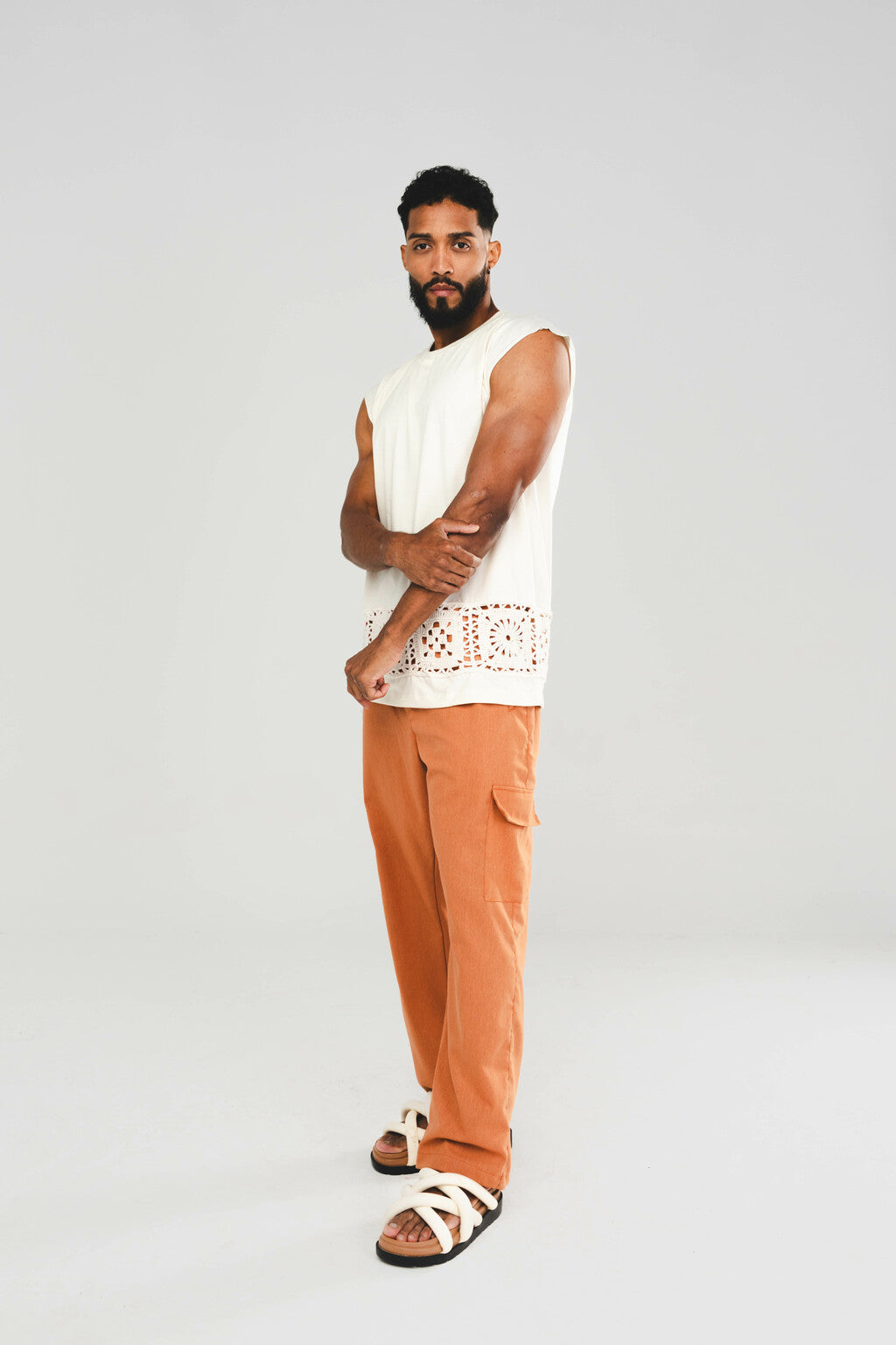 Regata Tela Crochê Off White