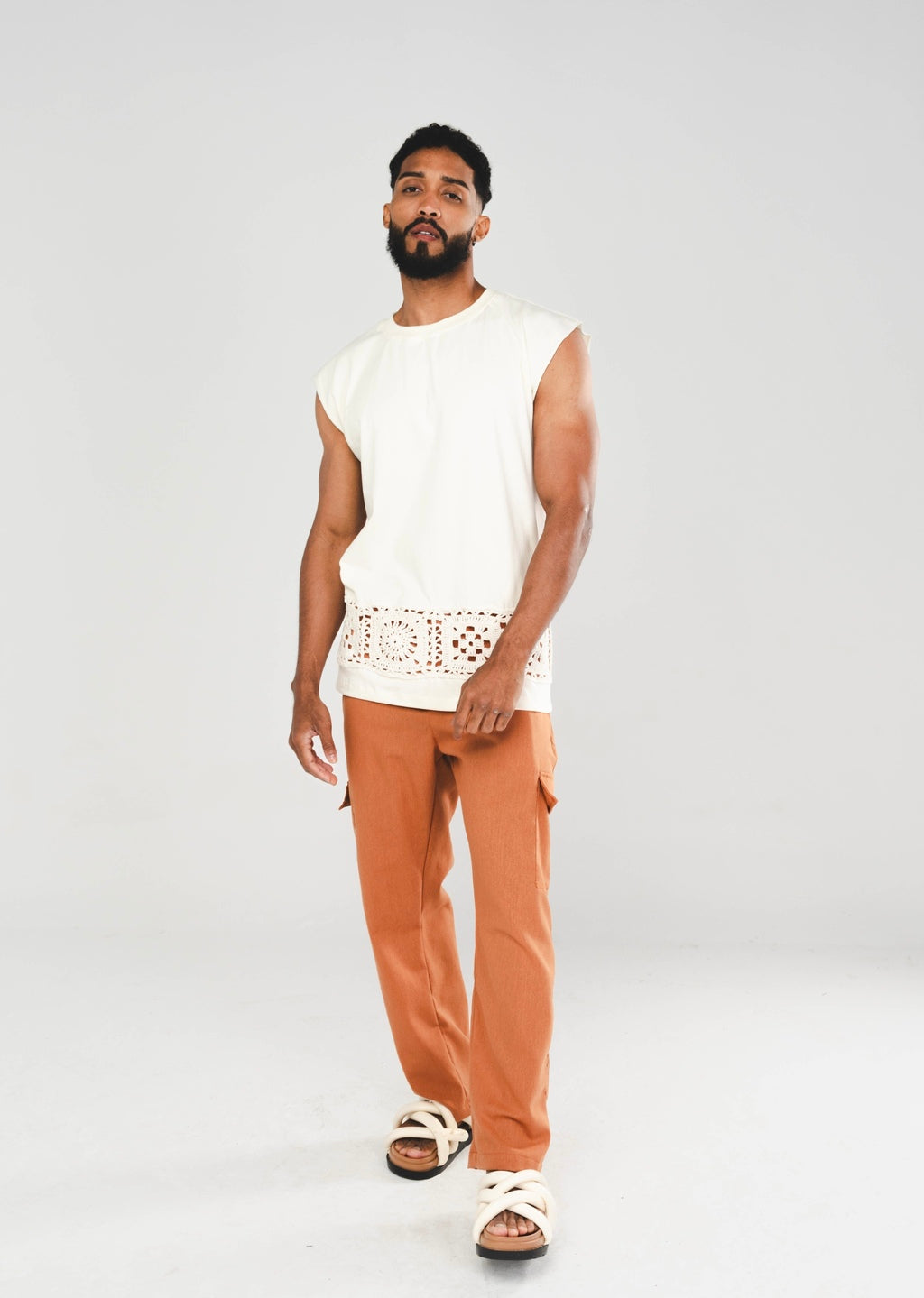 Regata Tela Crochê Off White