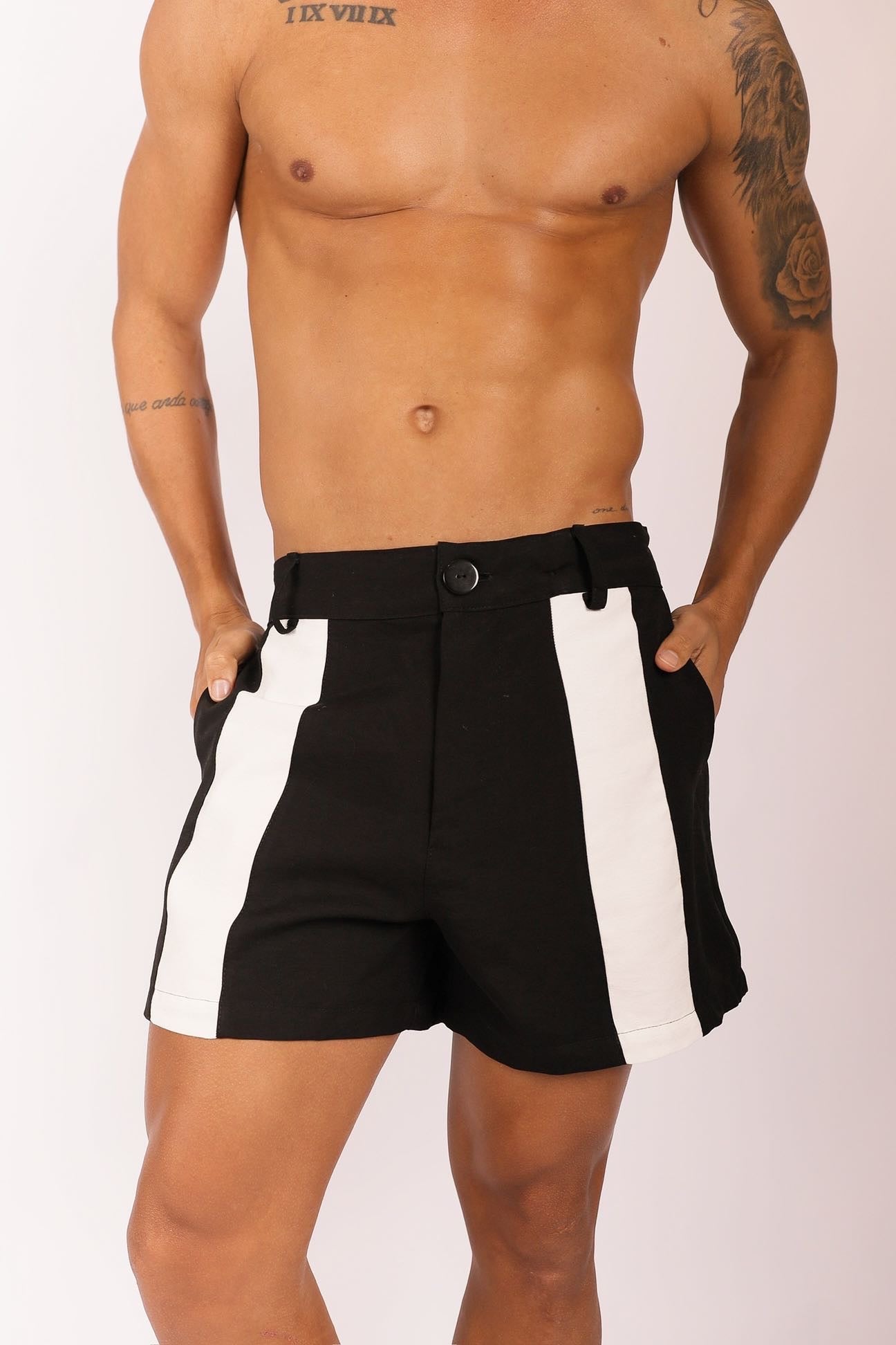 Short Alfaiataria Bicolor Preto