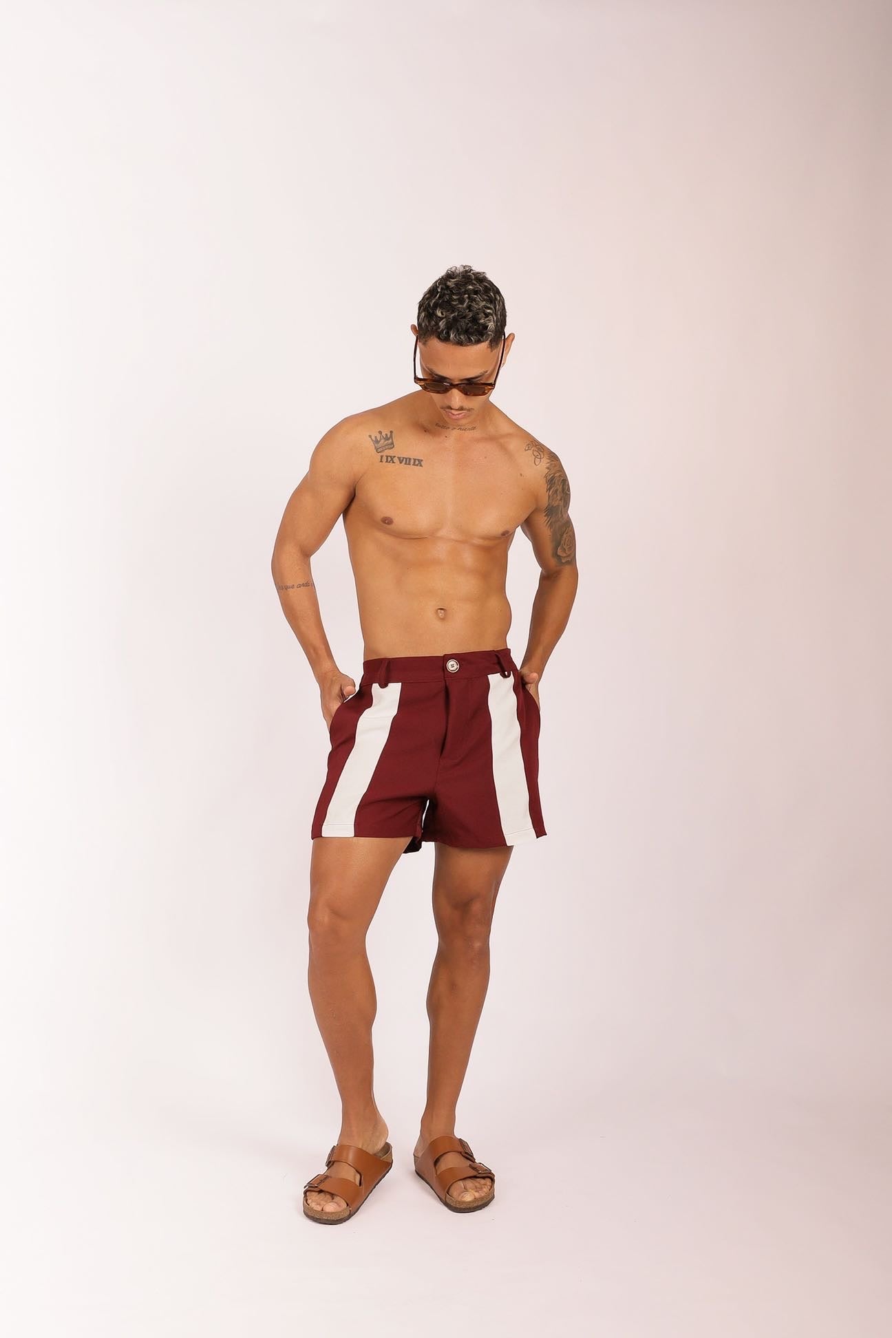 Short Alfaiataria Bicolor Vinho