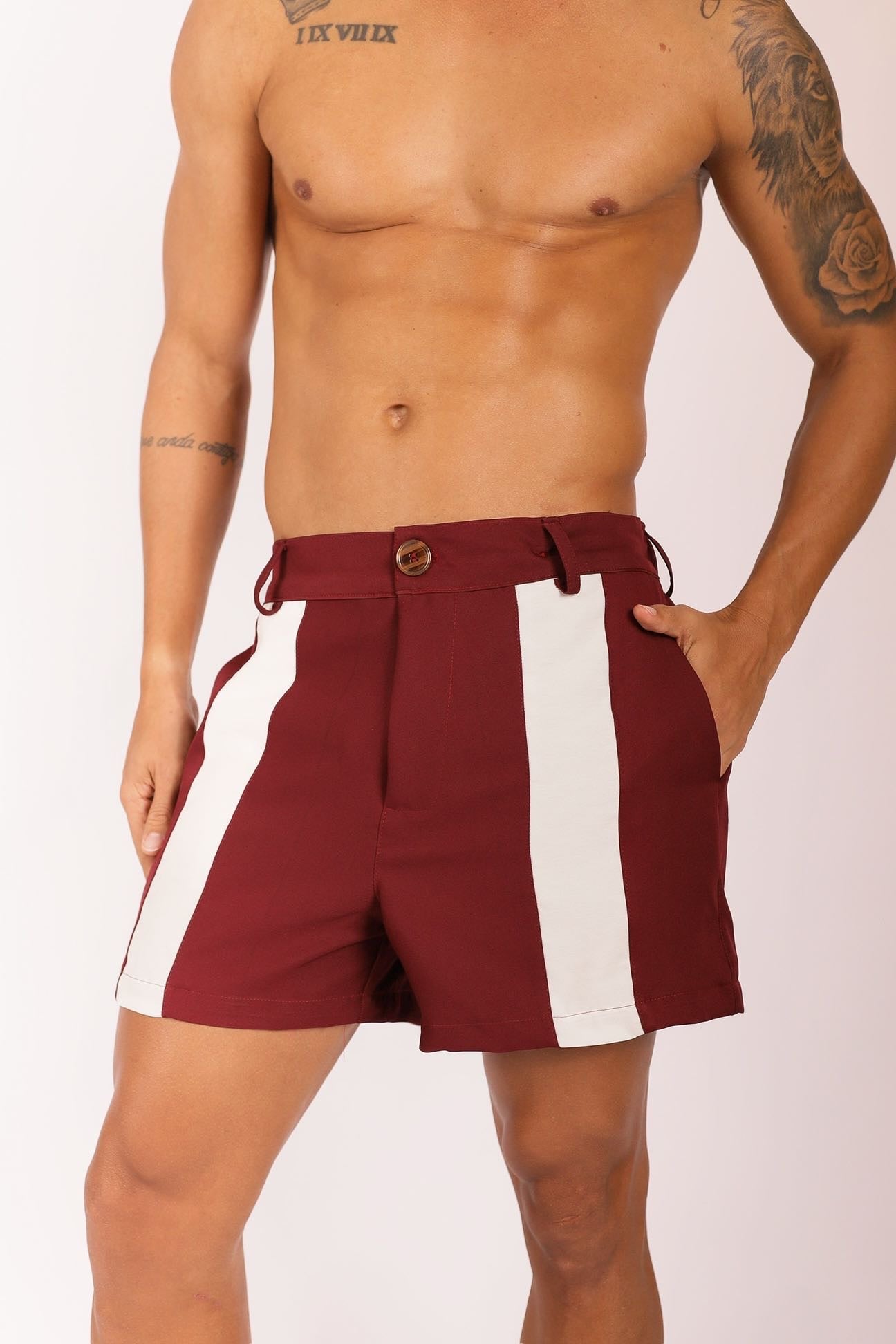 Short Alfaiataria Bicolor Vinho