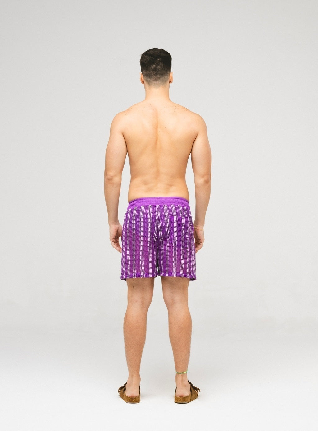Short Com Textura Listras Roxo