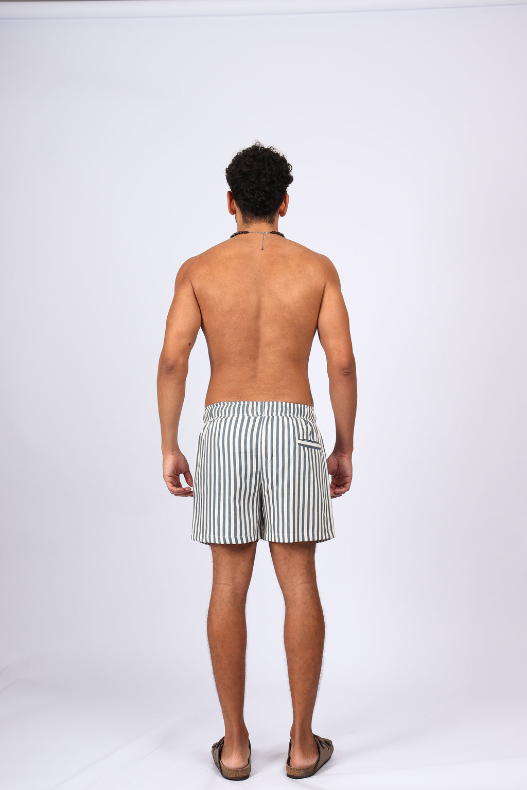 Short Linho Listras Azul