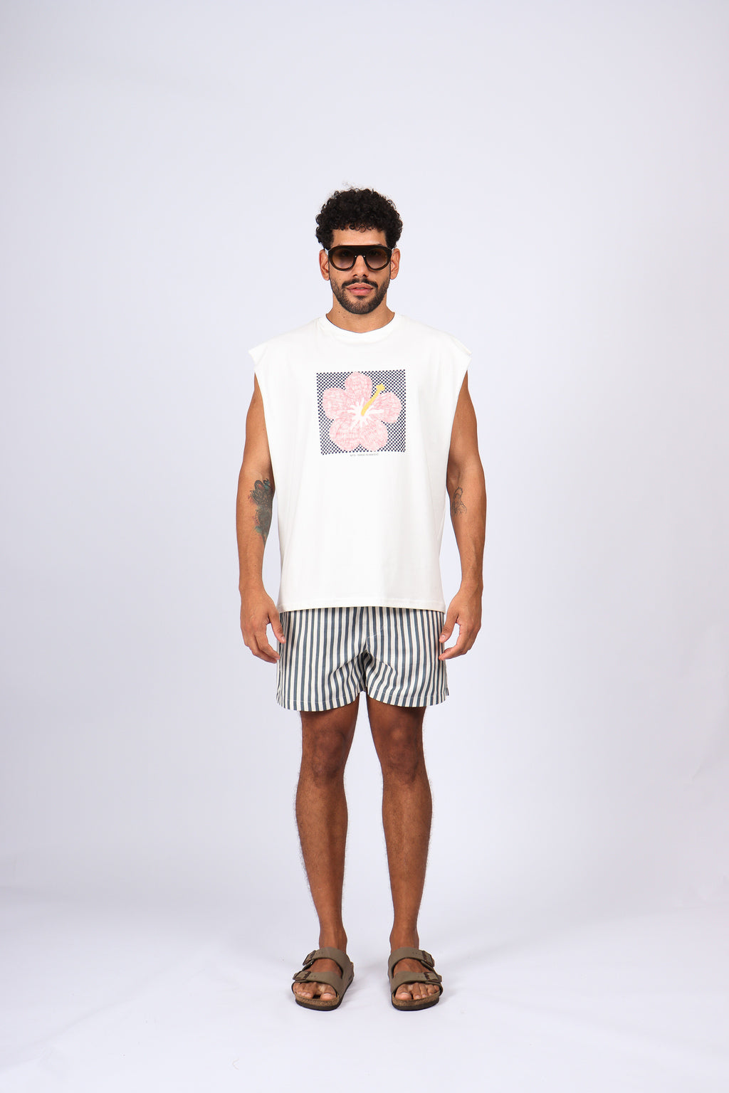 Short Linho Listras Azul