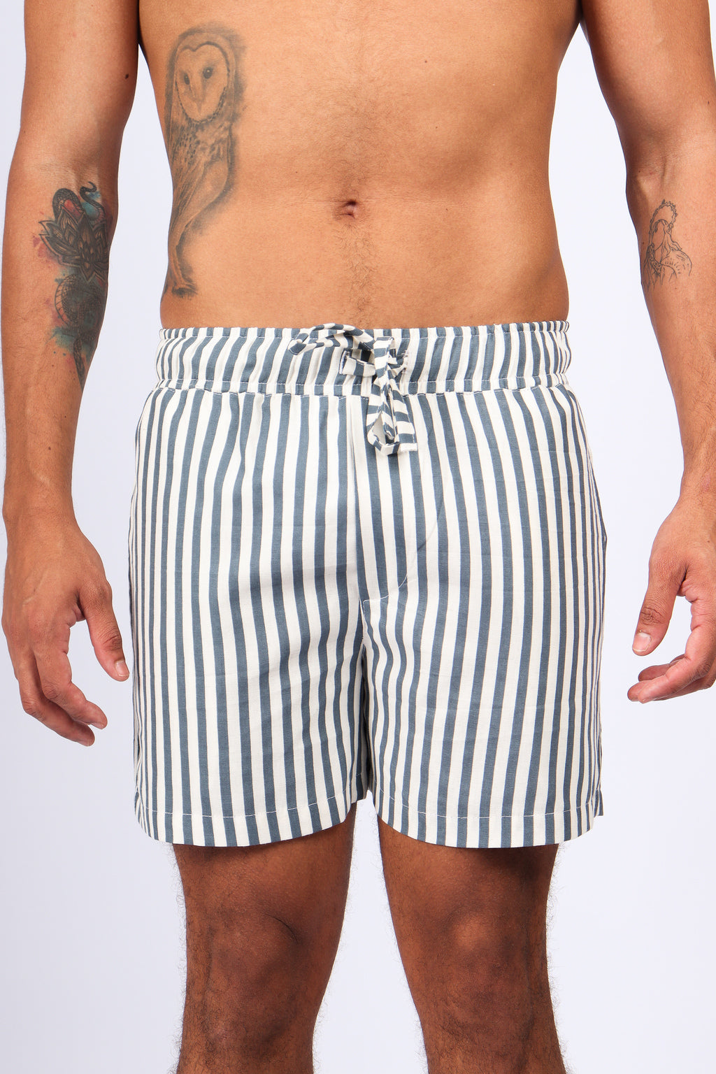 Short Linho Listras Azul