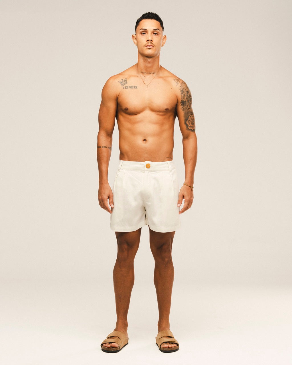 Short Linho Pregas Branco