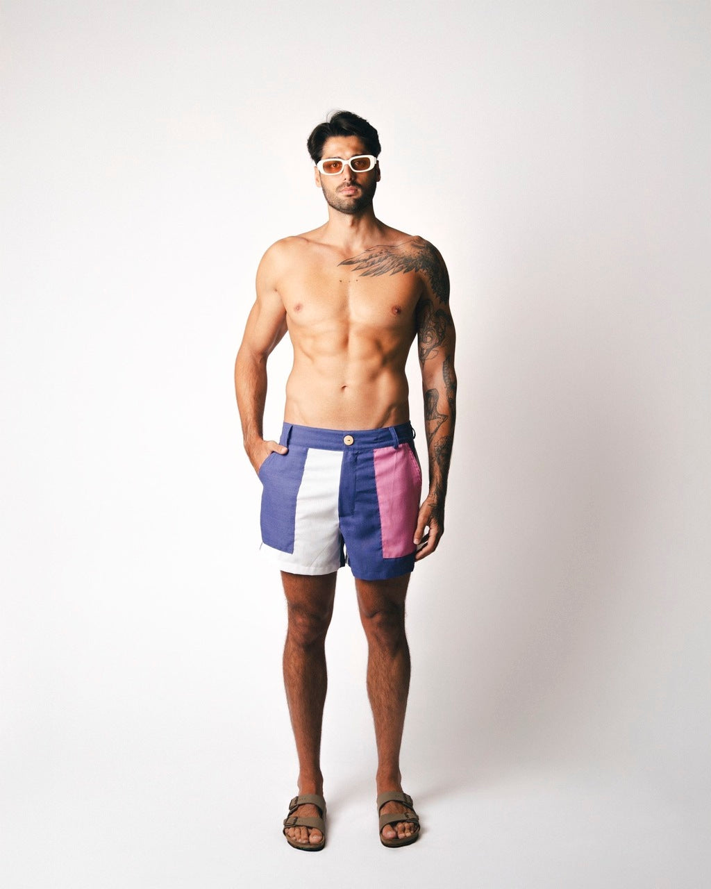 Short Linho Recorte Roxo