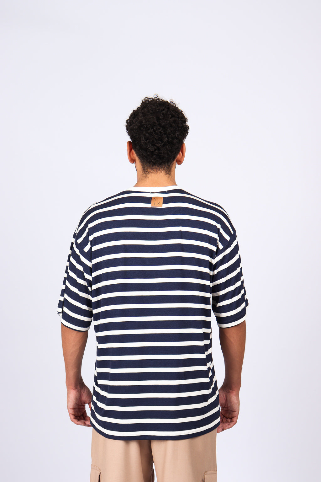 T-Shirt Over Listras Azul Marinho