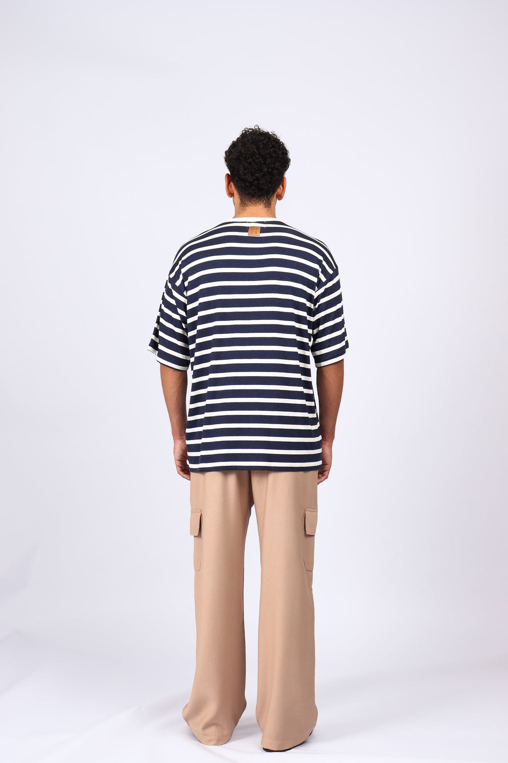 T-Shirt Over Listras Azul Marinho